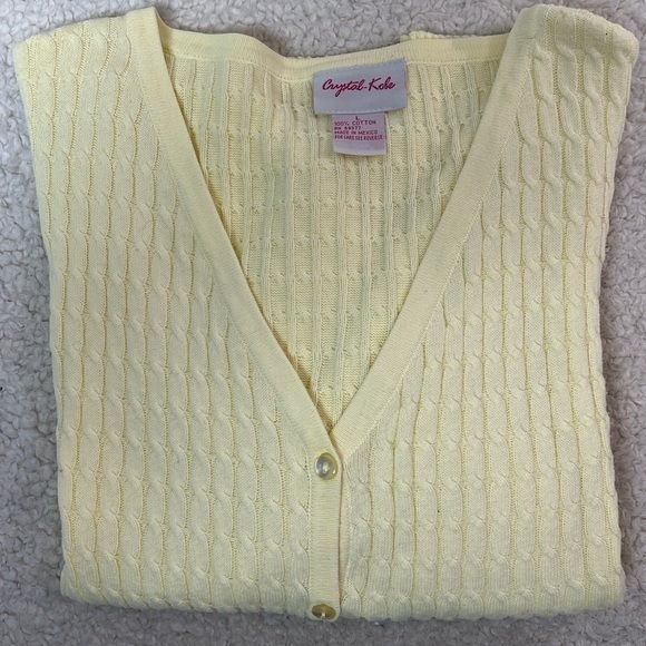 Crystal Kobe Sweaters - Crystal Kobe Women's Yellow 3/4 Sleeve Cotton Sweater Size: Large